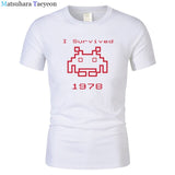 I Survived 1978 Men Tops Tees Gaming T Shirts video game Space Invaders space alien geek nerd pop culture atari Novel t137