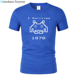 I Survived 1978 Men Tops Tees Gaming T Shirts video game Space Invaders space alien geek nerd pop culture atari Novel t137