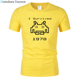 I Survived 1978 Men Tops Tees Gaming T Shirts video game Space Invaders space alien geek nerd pop culture atari Novel t137