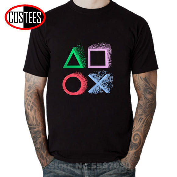 Retro Splash design PS gaming T shirt Xbox Game play station T-shirts Hip hop tshirt Vintage PS1 PS2 PS3 PS4 Gamer brand apparel