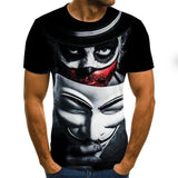 2020 new Cool clown men's T-shirt funny clown face tops 3D printed fashion short-sleeved round neck shirt trendy streetwear