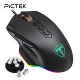 PICTEK 12000DPI Wired Gaming Mouse Gamer Ergonomic Mouse USB With RGB Backlit 10 Buttons For Windows Computer Mice