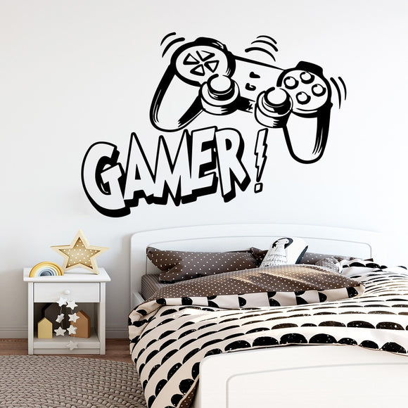 Entertainment Gamer Vinyl Wall Sticker Game Room For Kids Room Decoration Wall Murals Boys Bedroom Decor Gaming Poster Wallpaper